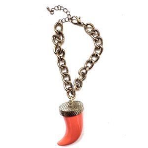 Men/Woman Tiger Tooth Plastic Orange-Gold Color Adjustable Chain Bracelet